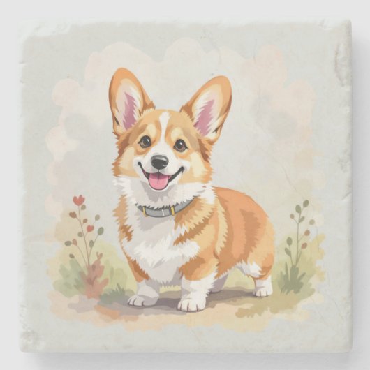 Cute Red Pembroke Welsh Corgi Dog Steinuntersetzer (Vorderseite)