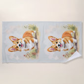 Cute Red Pembroke Welsh Corgi Dog Strandtuch (Vorderseite)