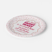 Cute Red Pink Sweetheart Turning One Birthday Pappteller (Schrägansicht)