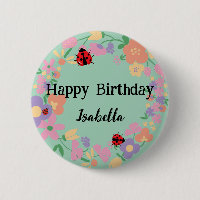 Cute red Polka dot Ladybug Spring Flower Birthday