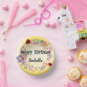 Cute red Polka dot Ladybug Spring Flower Birthday Pappteller (Party)