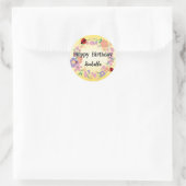 Cute red Polka dot Ladybug Spring Flower Birthday Runder Aufkleber (Tasche)