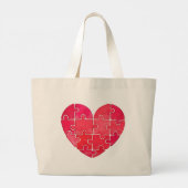 Cute red puzzle heart, watercolor print jumbo stoffbeutel (Rückseite)