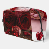 Cute Red Rose Romantic Valentine Zipper Makeup Waschbeutel (Rechte Ecke)