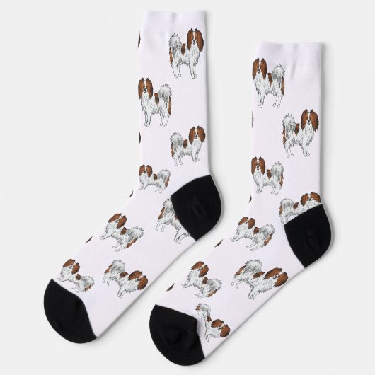Cute Red Sable Phalène Dog Pattern Dog Lover Socken (Linkes Detail)
