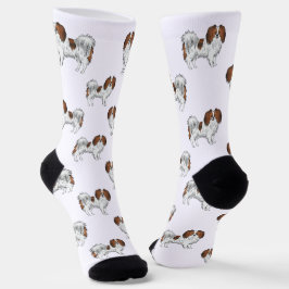Cute Red Sable Phalène Dog Pattern Dog Lover Socken