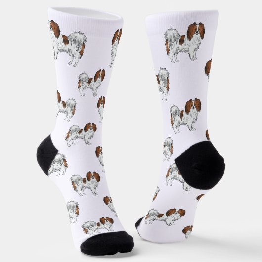 Cute Red Sable Phalène Dog Pattern Dog Lover Socken (Gewinkelt)