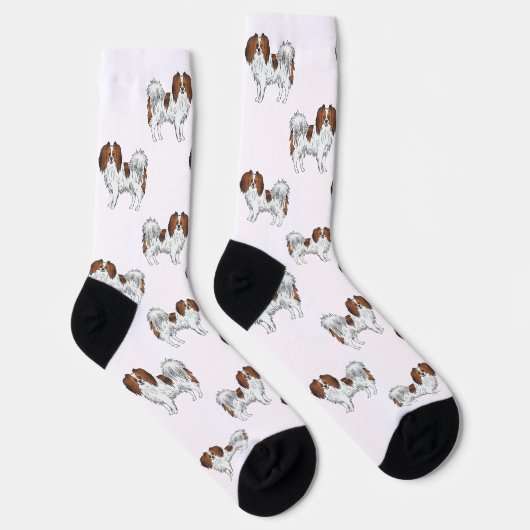 Cute Red Sable Phalène Dog Pattern Dog Lover Socken (Rechts)