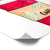 Cute Red Santa Hat Coffee Candy Cane Christmas Poster (Ecke)