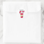 Cute Red Santa Hat Coffee Candy Cane Christmas Runder Aufkleber (Tasche)