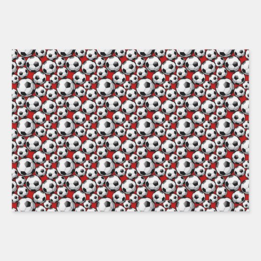 cute red Soccer ball sports pattern  Geschenkpapier Set (Vorderseite)