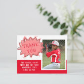 Cute Red Speech Cloud Birthday Thank you Photo Postkarte (Stehend Vorderseite)