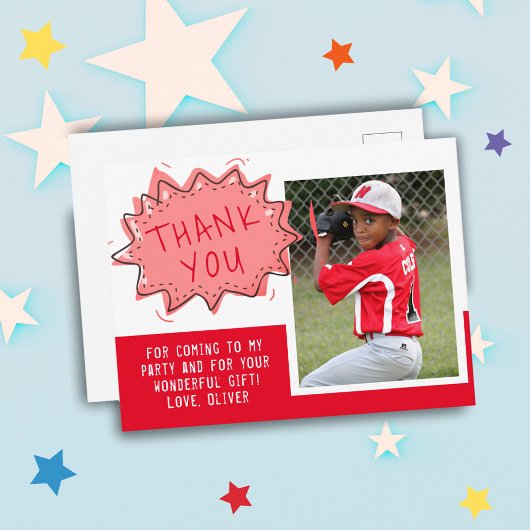 Cute Red Speech Cloud Birthday Thank you Photo Postkarte