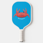 Cute red spotty crab cartoon illustration pickleball schläger (Rückseite)