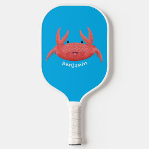 Cute red spotty crab cartoon illustration  pickleball schläger