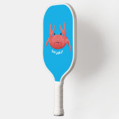 Cute red spotty crab cartoon illustration pickleball schläger (Links)