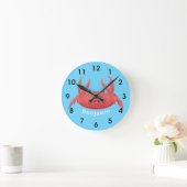 Cute red spotty crab cartoon illustration runde wanduhr (Zuhause)