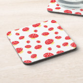 Cute Red Spotty Toadstool Mushrooms Pattern Getränkeuntersetzer (Linke Seite)