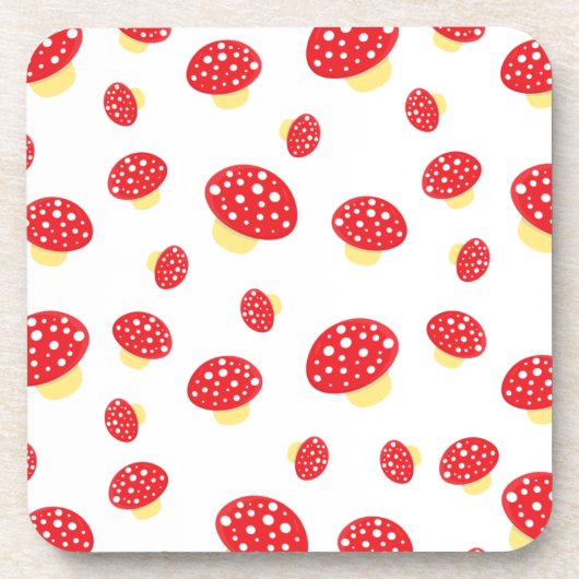 Cute Red Spotty Toadstool Mushrooms Pattern Getränkeuntersetzer (Vorderseite)