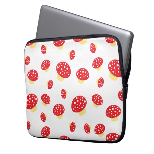 Cute Red Spotty Toadstool Mushrooms Pattern Laptopschutzhülle (Vorderseite Links)