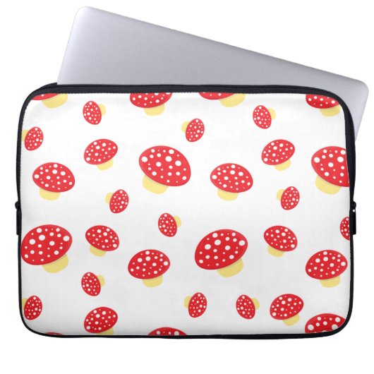 Cute Red Spotty Toadstool Mushrooms Pattern Laptopschutzhülle (Vorderseite)