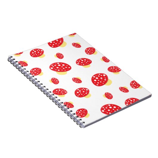 Cute Red Spotty Toadstool Mushrooms Pattern Notizblock (Rechte Seite)