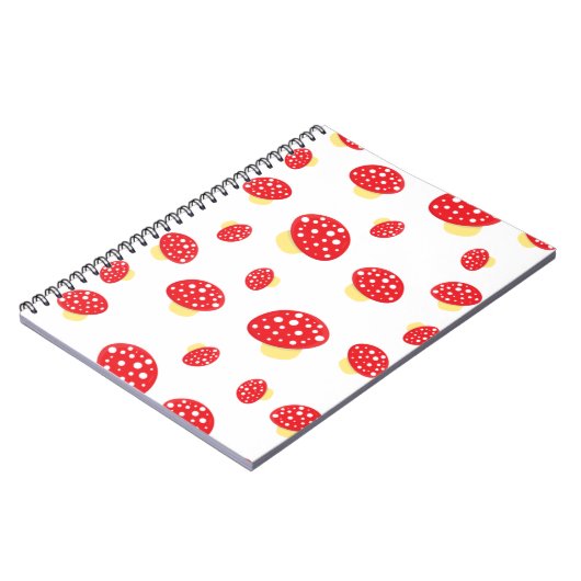 Cute Red Spotty Toadstool Mushrooms Pattern Notizblock (Linke Seite)