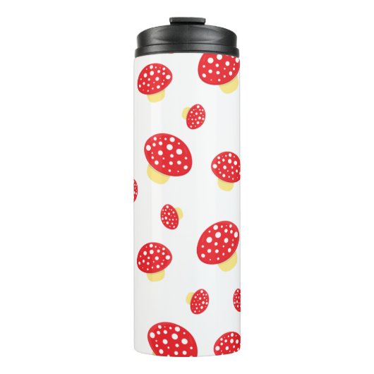 Cute Red Spotty Toadstool Mushrooms Pattern Thermosbecher (Vorderseite)