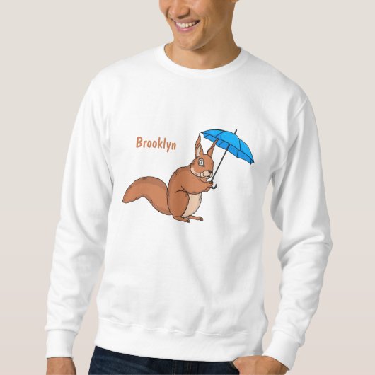 Cute red squirrel with umbrella cartoon sweatshirt (Vorderseite)