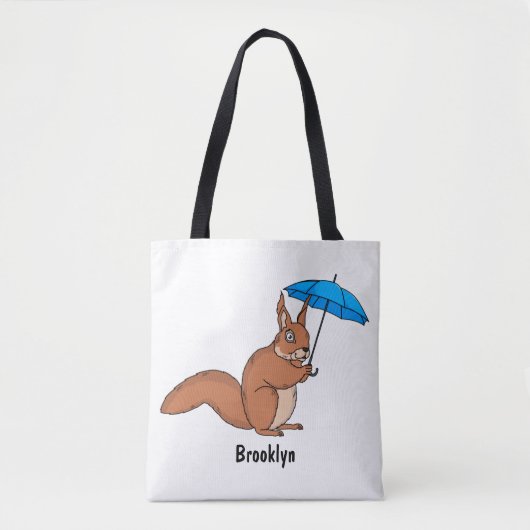 Cute red squirrel with umbrella cartoon tasche (Vorderseite)