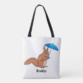 Cute red squirrel with umbrella cartoon tasche (Rückseite)