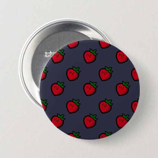 Cute Red Strawberry Pattern for Vegetarians Button (Vorne & Hinten)