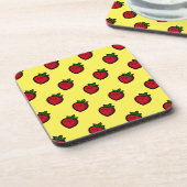 Cute Red Strawberry Pattern for Vegetarians Getränkeuntersetzer (Linke Seite)