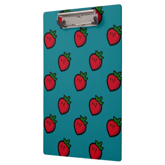 Cute Red Strawberry Pattern for Vegetarians Klemmbrett (Links)