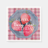 Cute Red Strawberry Watercolor Birthday Serviette (Vorderseite)