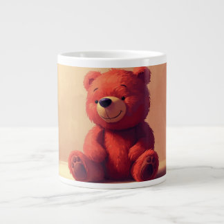 Cute Red Teddy Bear Mug – Cozy Kawaii Gift Cup Jumbo-Tasse
