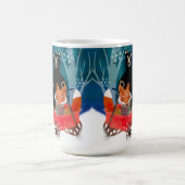 Cute Red Wagon with Bear, Fox, and Sheep Mug Kaffeetasse (Mittel)