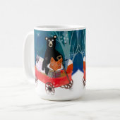 Cute Red Wagon with Bear, Fox, and Sheep Mug Kaffeetasse (Vorderseite Links)