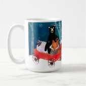 Cute Red Wagon with Bear, Fox, and Sheep Mug Kaffeetasse (Links)