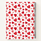 Cute Red Watercolor Patchwork Hearts Pattern Notizblock (Rückseite)