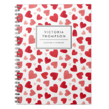 Cute Red Watercolor Patchwork Hearts Pattern