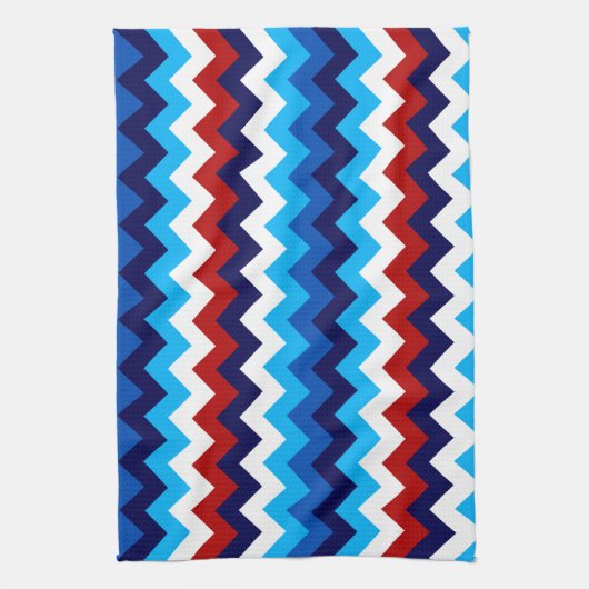 Cute Red White Blue Chevrons Kitchen Towel Geschirrtuch (Vertikal)