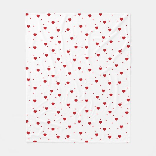 Cute Red & White Hearts Seamless Pattern Fleecedecke (Vorderseite)