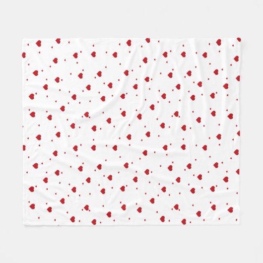 Cute Red & White Hearts Seamless Pattern Fleecedecke (Vorderseite (Horizontal))