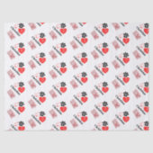 Cute Red & White Paw Print Valentines Day Hearts  Seidenpapier (Vorderseite)