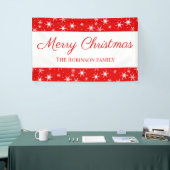 Cute Red White Snowflake Merry Christmas Banner (Messeveranstaltung)