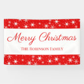 Cute Red White Snowflake Merry Christmas Banner (Horizontal)