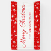 Cute Red White Snowflake Merry Christmas Banner (Vertikal)