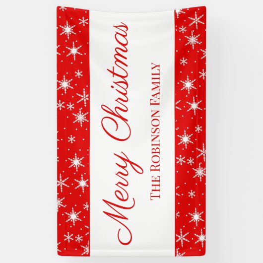 Cute Red White Snowflake Merry Christmas Banner (Vertikal)