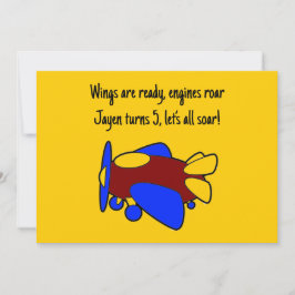 Cute Red Yellow Blue Airplane Cartoon for Kids Einladung